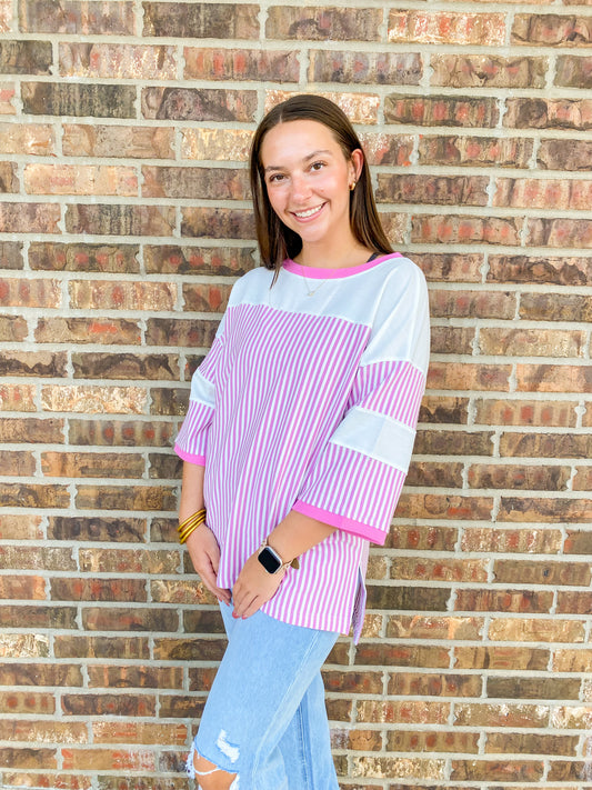 Luna Striped Patchwork Top