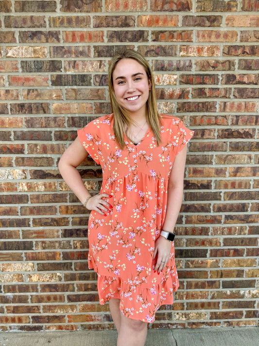 Coral Floral Dress