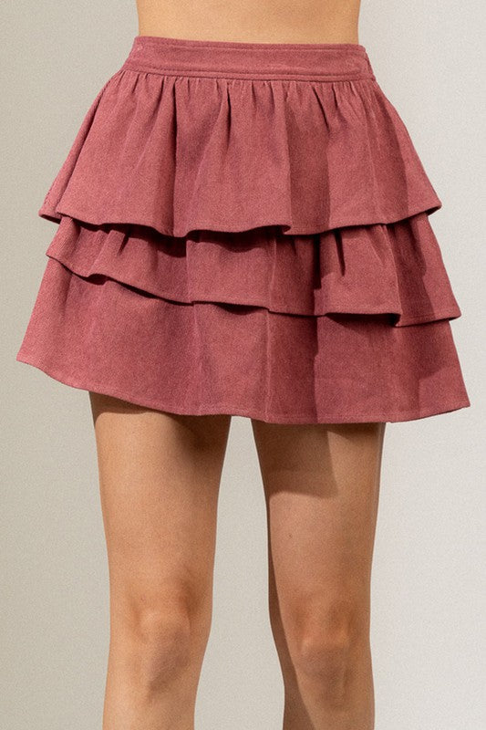 Ruffle Corduroy Skirt