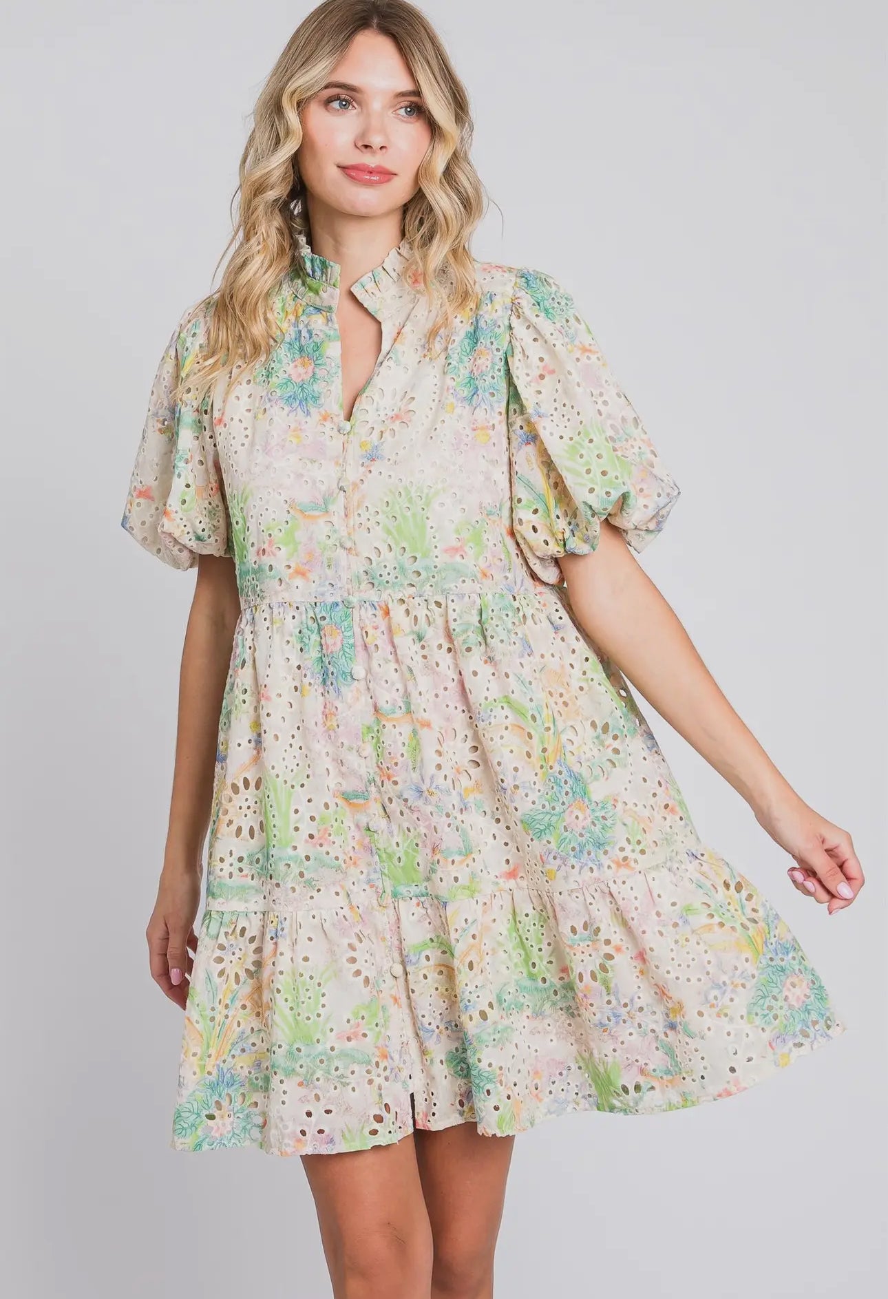 Farah Floral Eyelet Dress