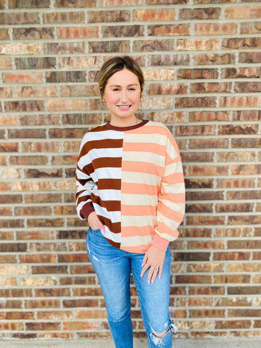 Mae Split Stripe Top