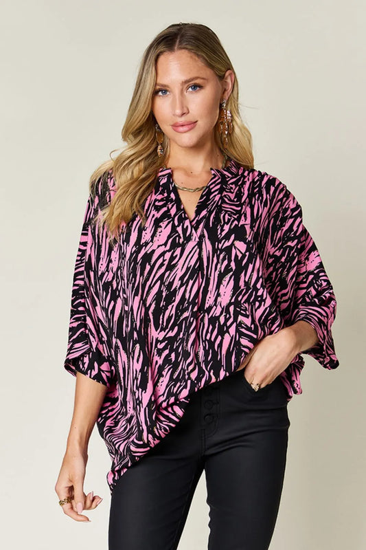 Double Take Printed Blouse