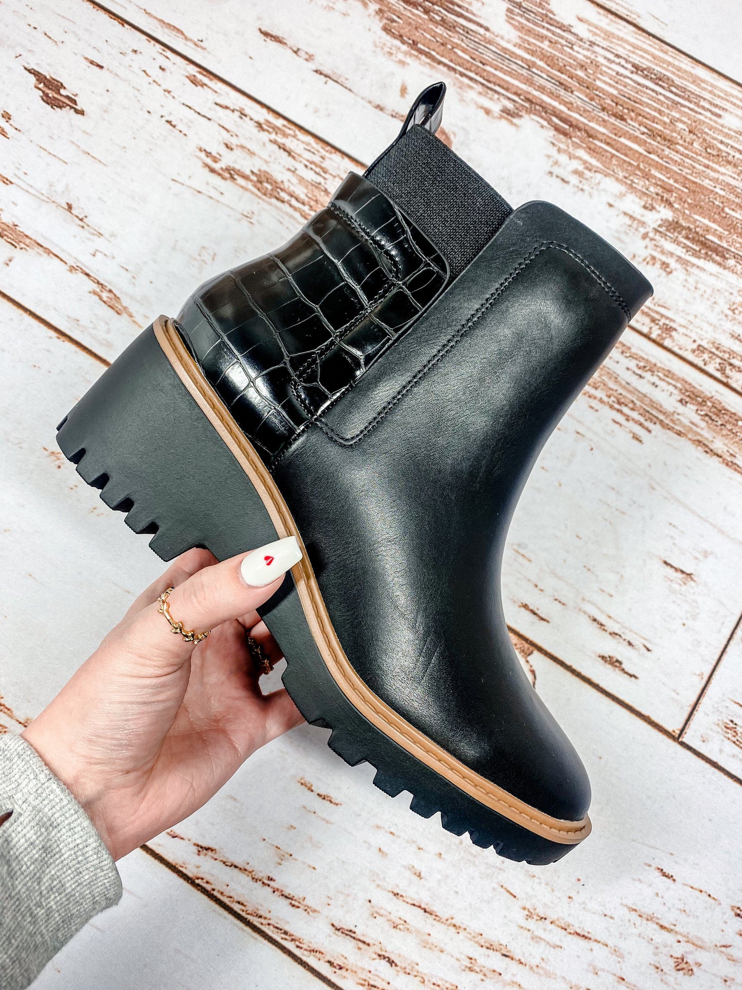 Faux Snake Wedged Chelsea Boot