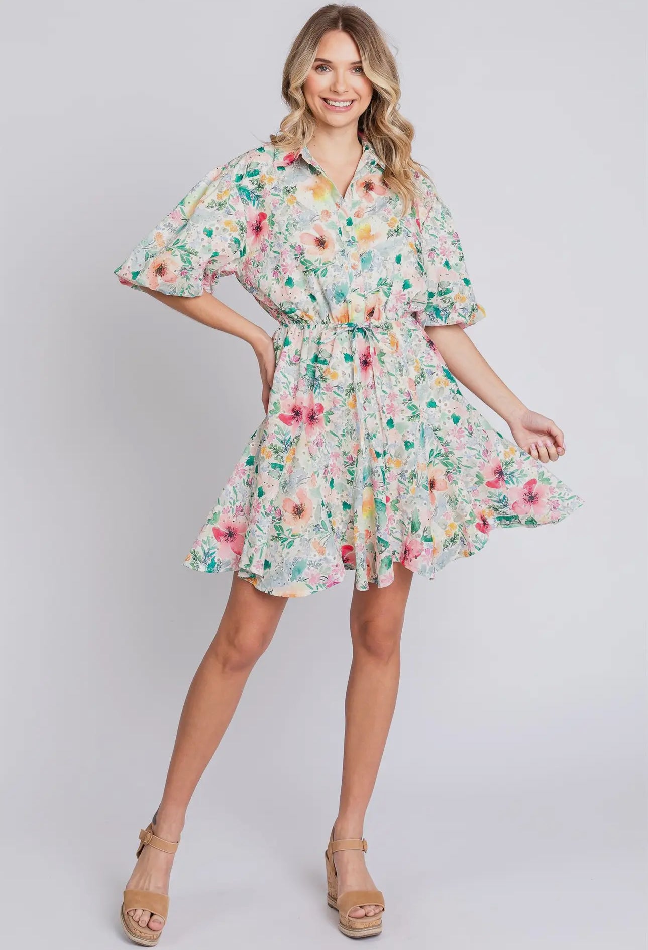 Francine Floral Eyelet Dress