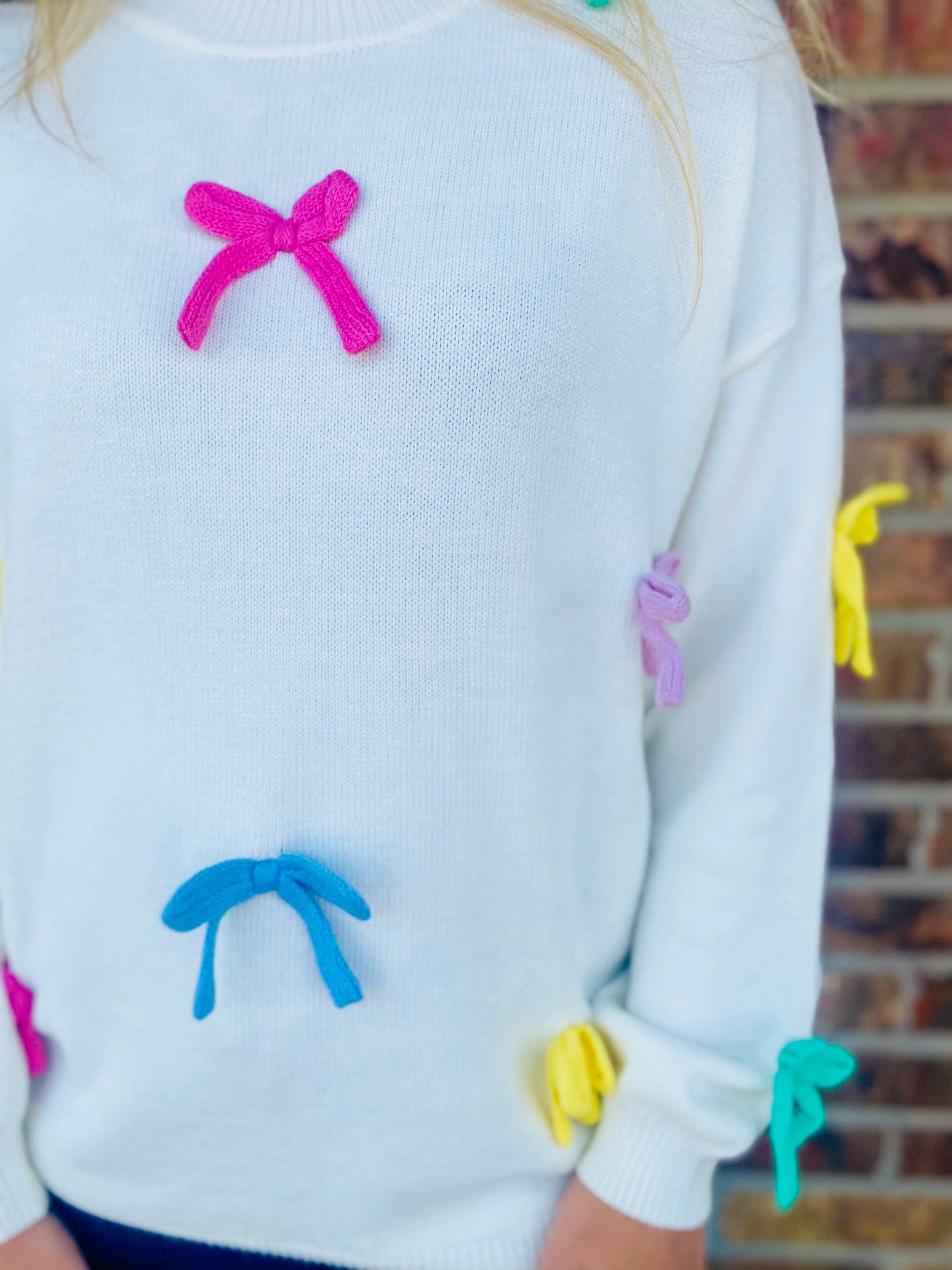 Bella's Colorful Bow Crewneck