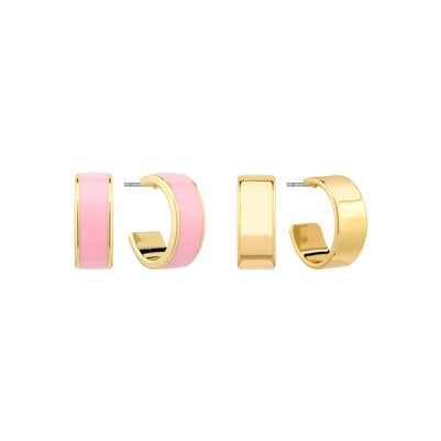 Set of Two Gold and Pink Earring