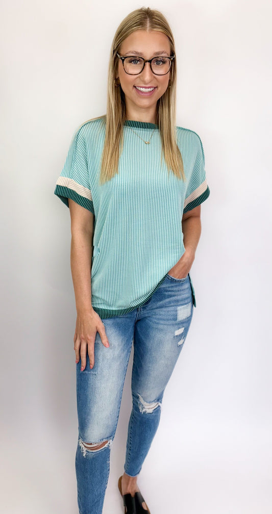 Brandy Ribbed Top in Green