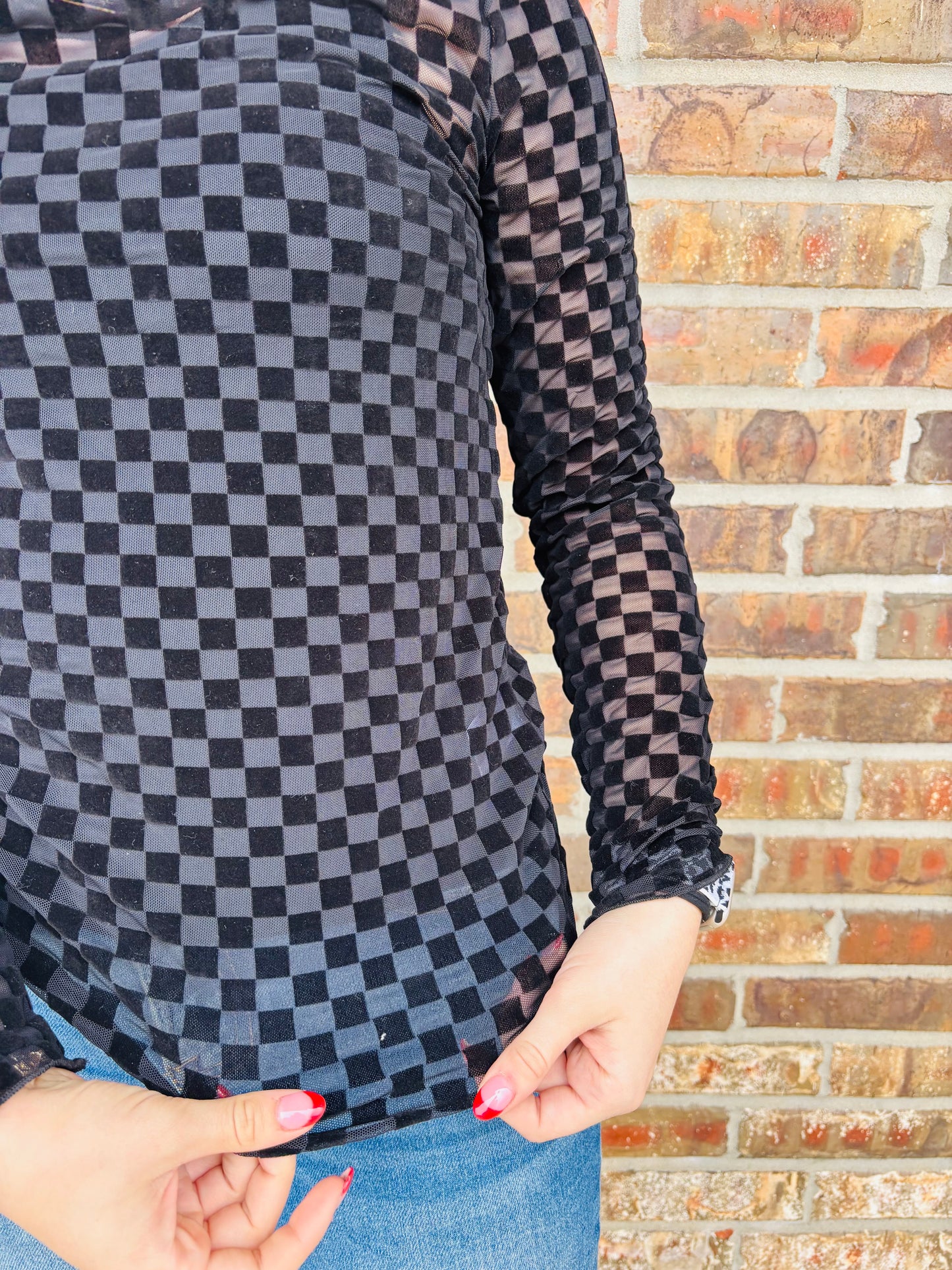 Checkered Sheer Top