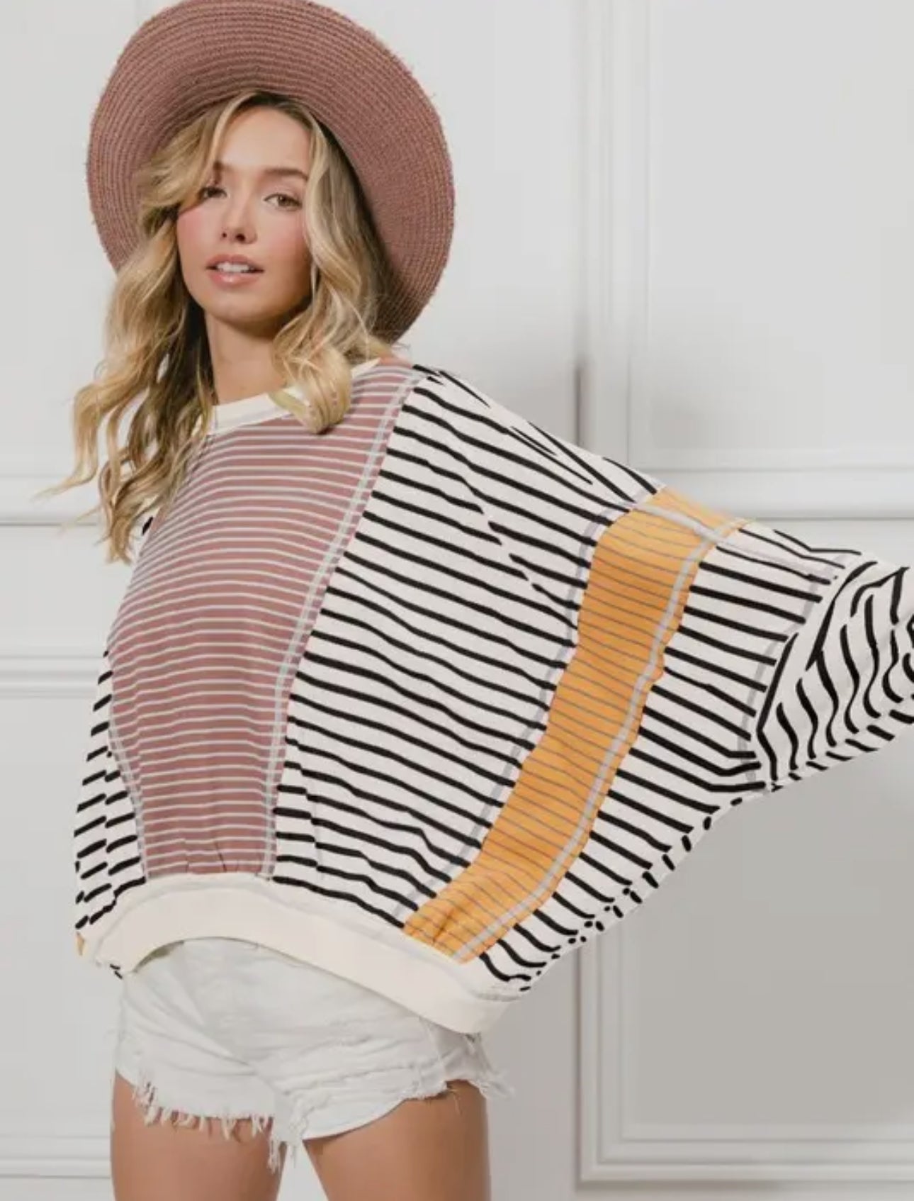 Latte Mix & Match Stripe Top