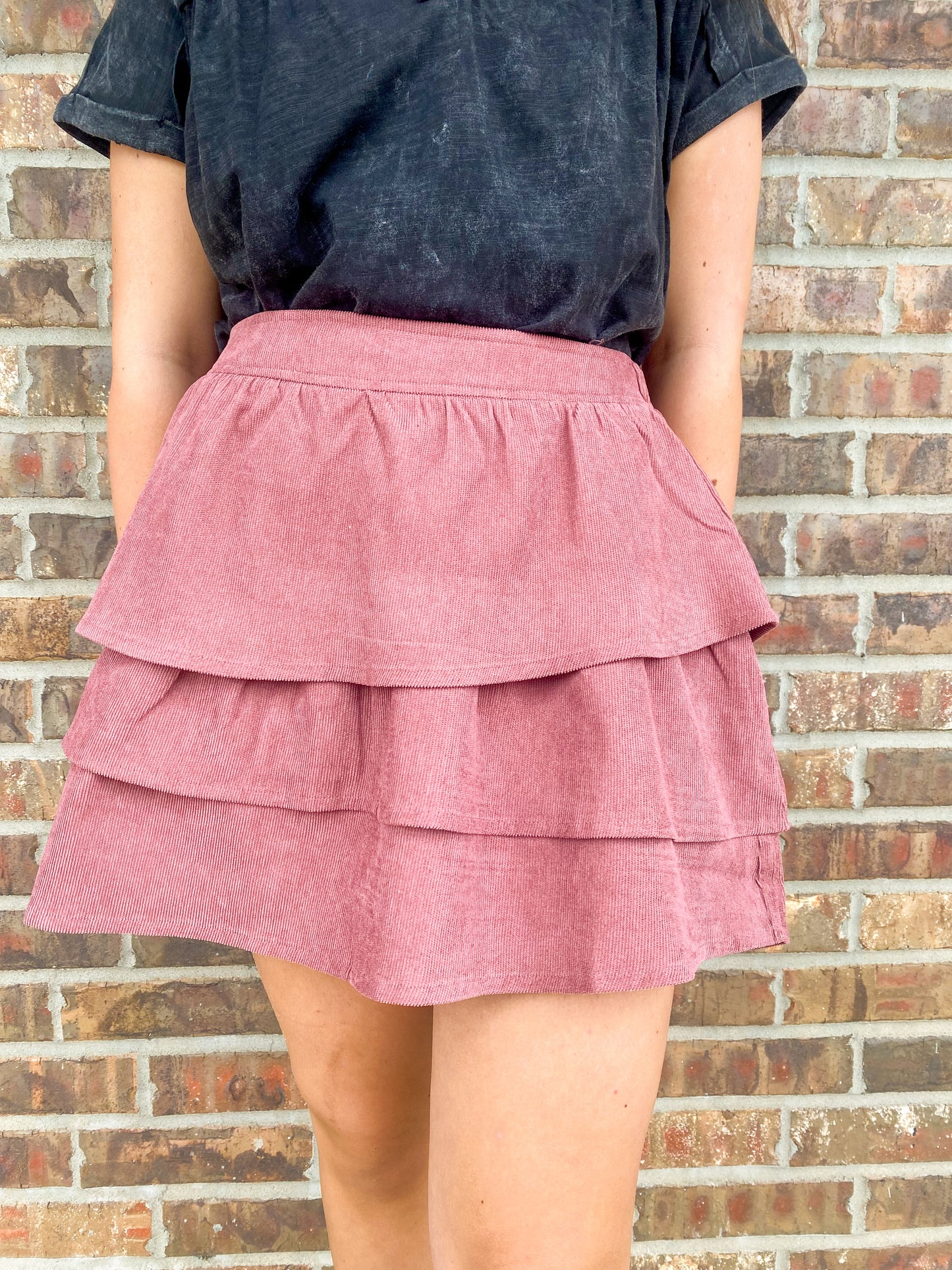 Ruffle Corduroy Skirt