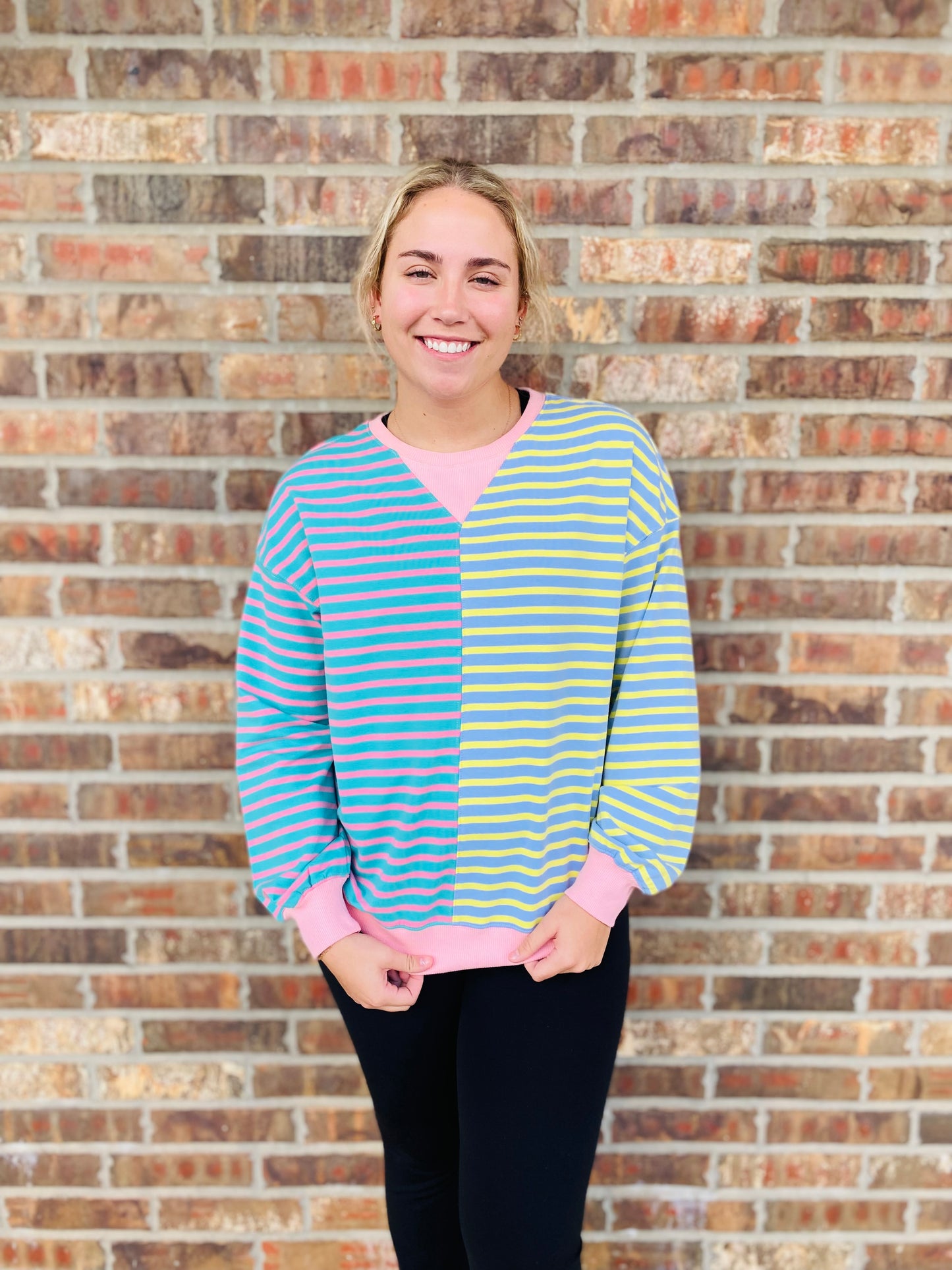 Skyler Casual Stripe Split Top