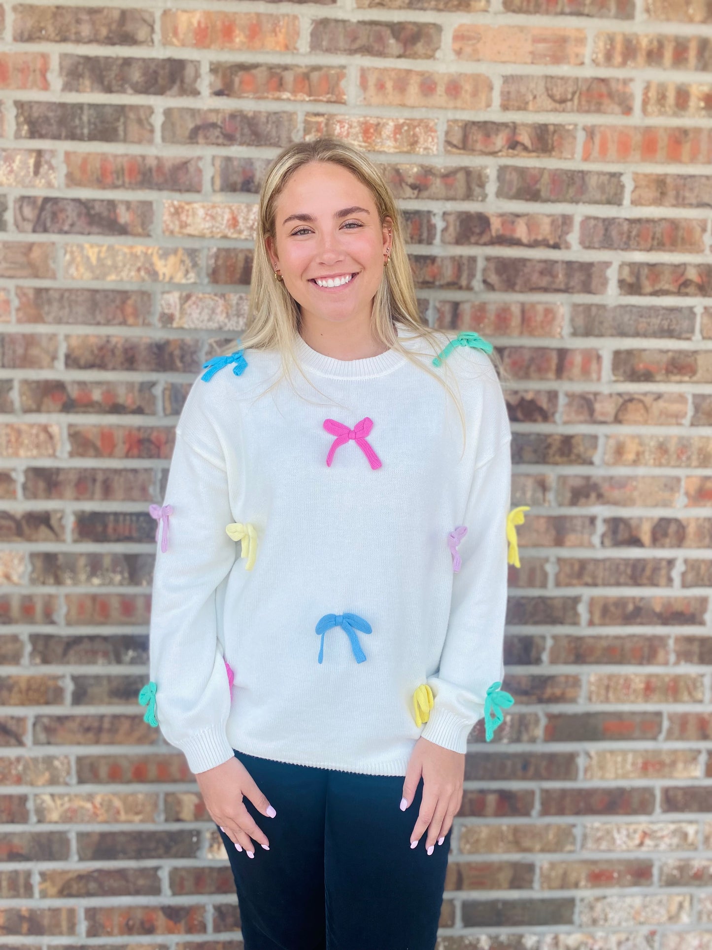 Bella's Colorful Bow Crewneck