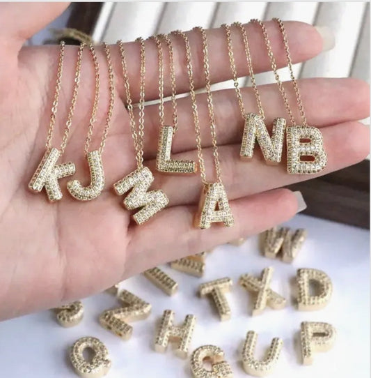Initial Rhinestone Letter Necklace