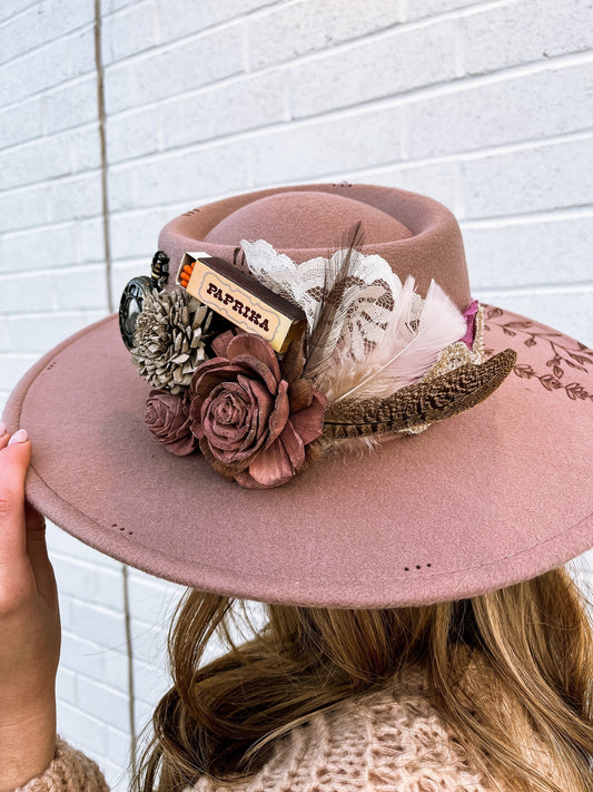 Floral & Lace Mauve Hat
