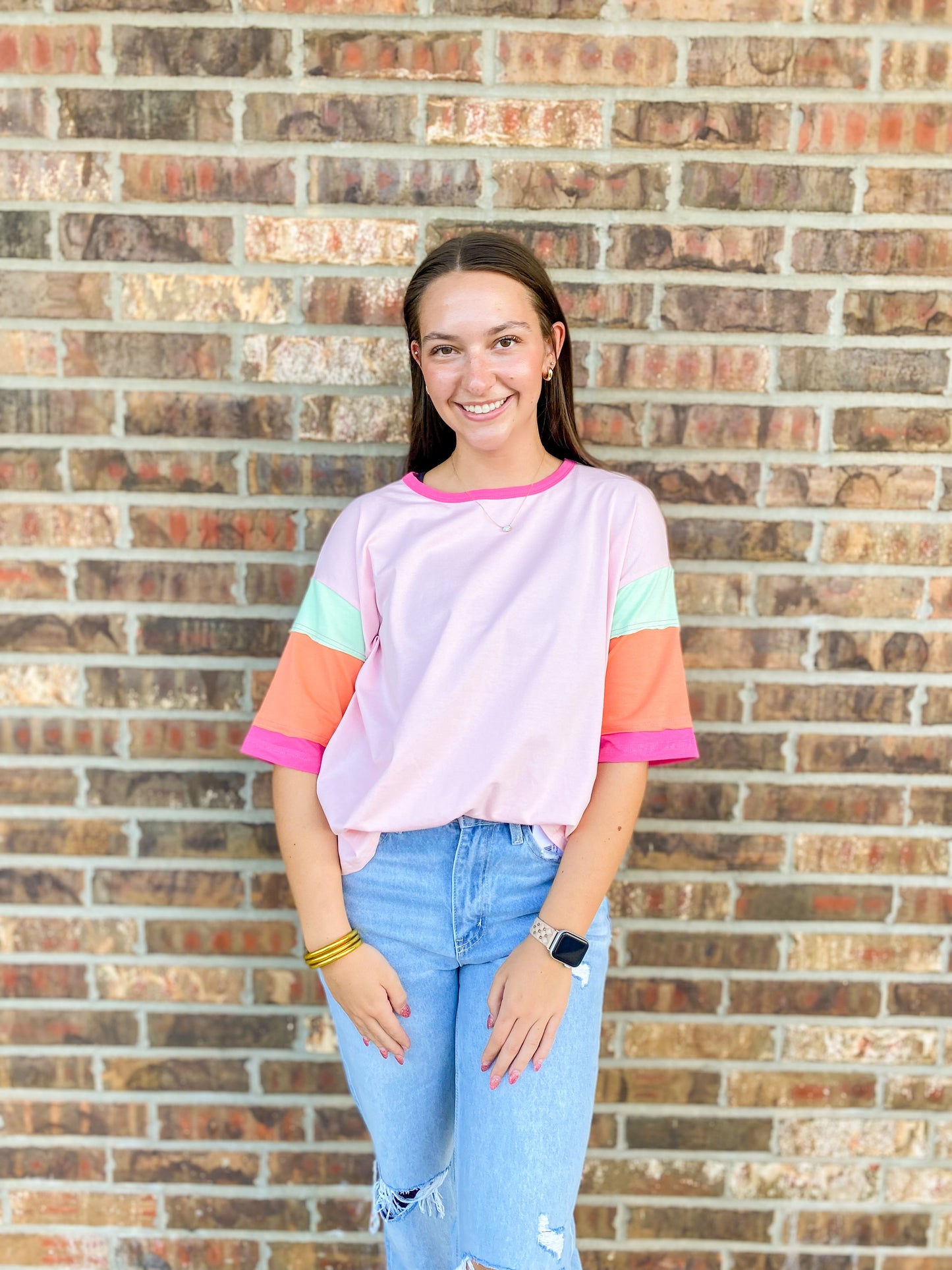 Ava Color Block Sleeve Top