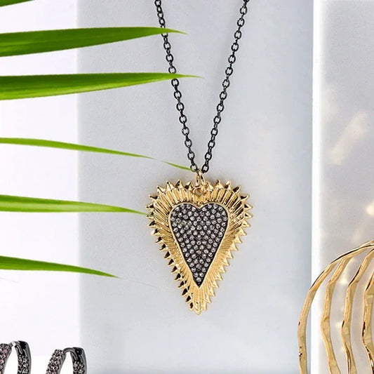 Two Tone Pave Heart Pendant