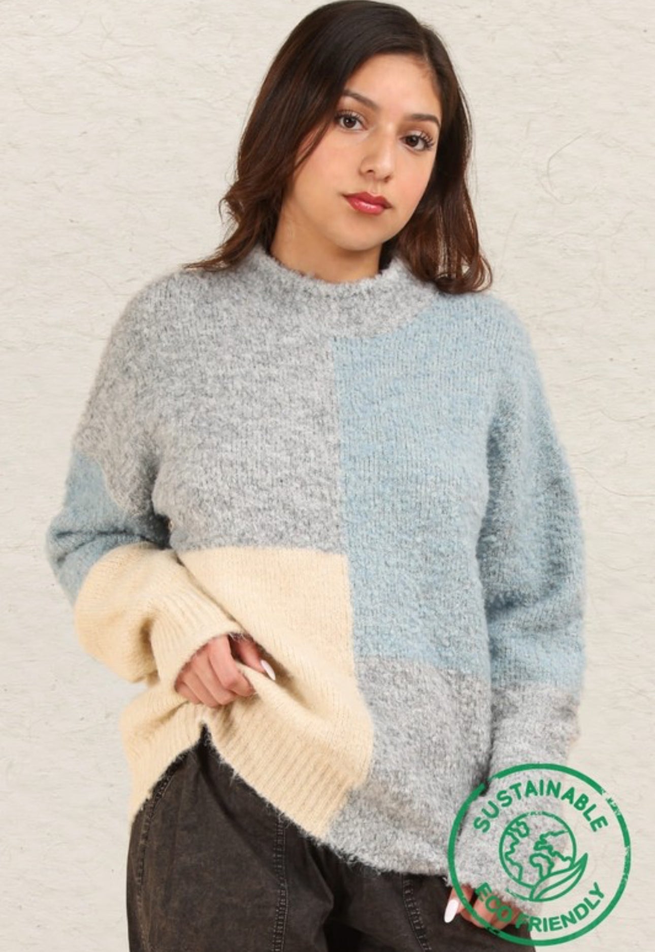 Color Block Cozy Knit Sweater