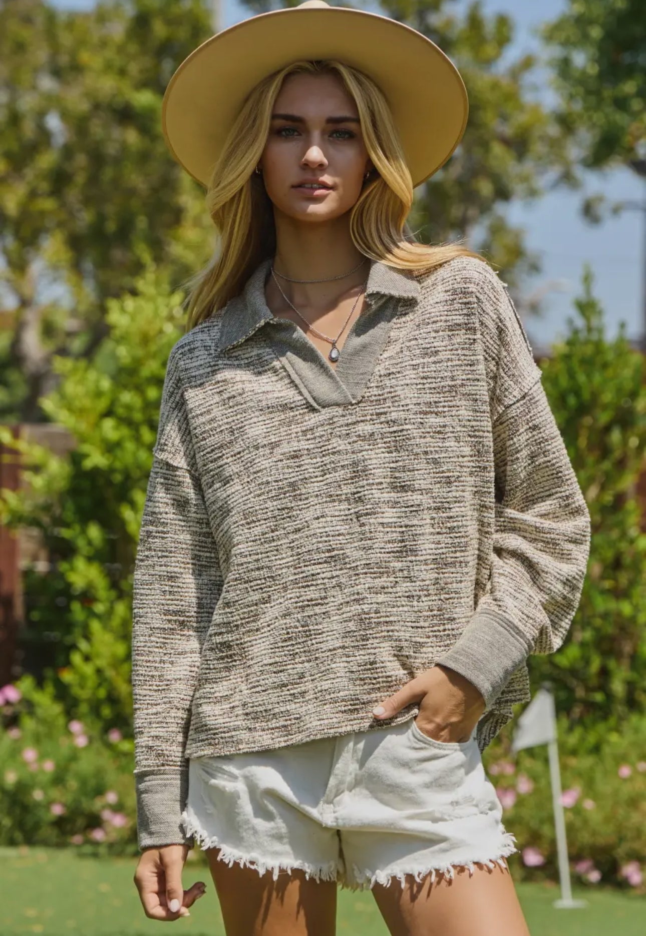 Melange Knit Mocha Sweatshirt