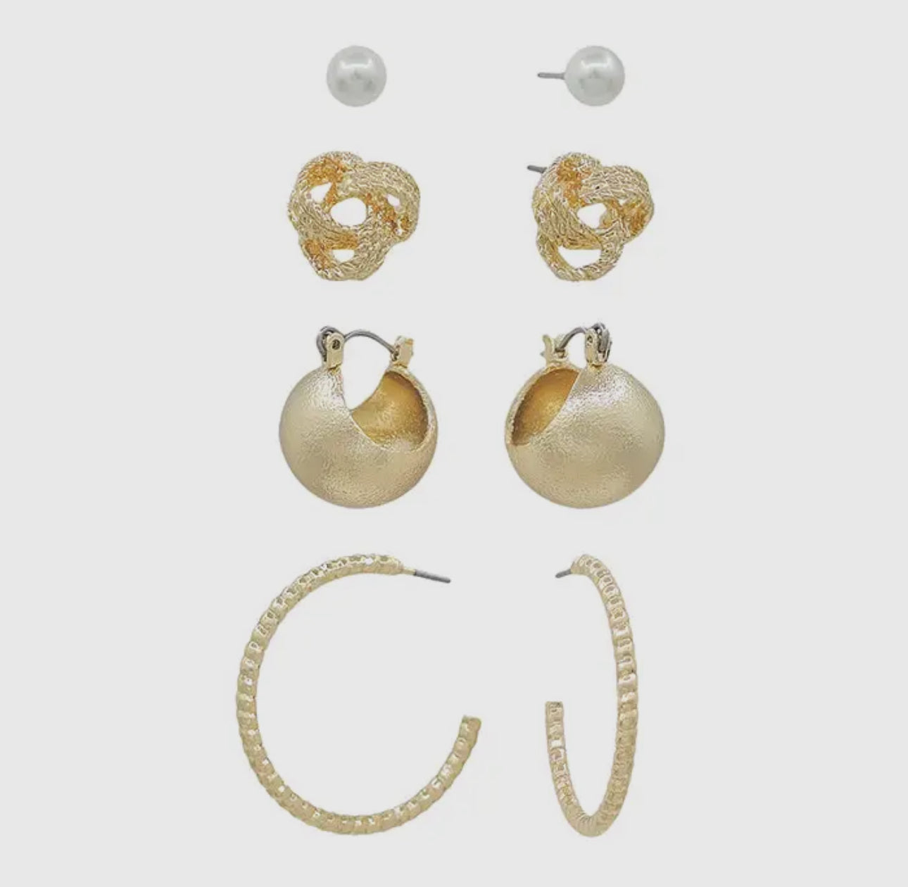 Pearl Stud and Gold Hoop Set