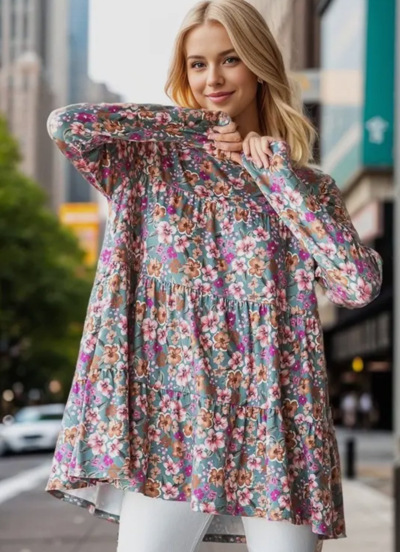 Cynthia Floral Tiered Top