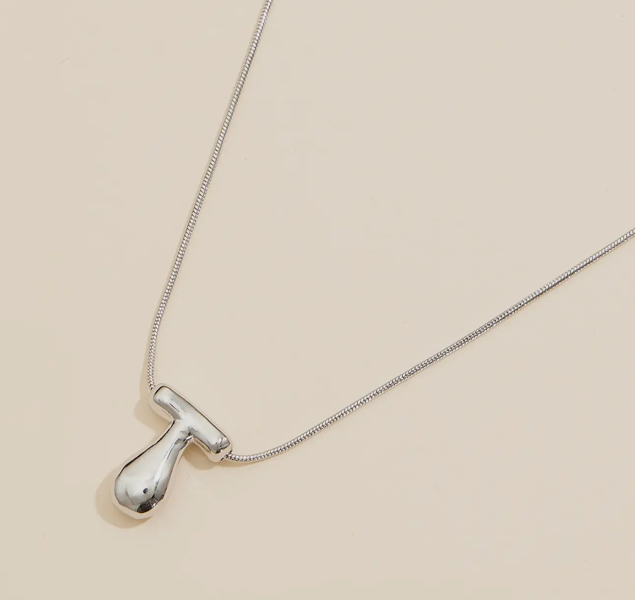 Bubble Letter Initial Necklace SILVER