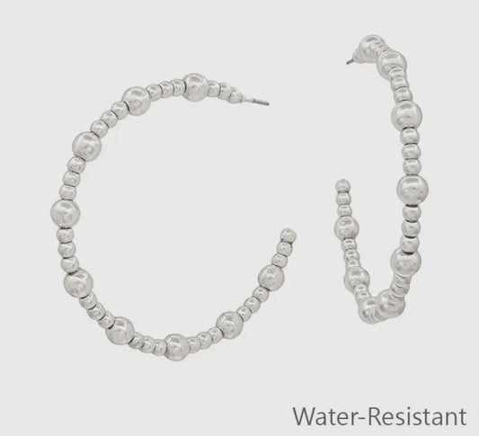 Water Resistant Small Silver 2"
Hoop Earring