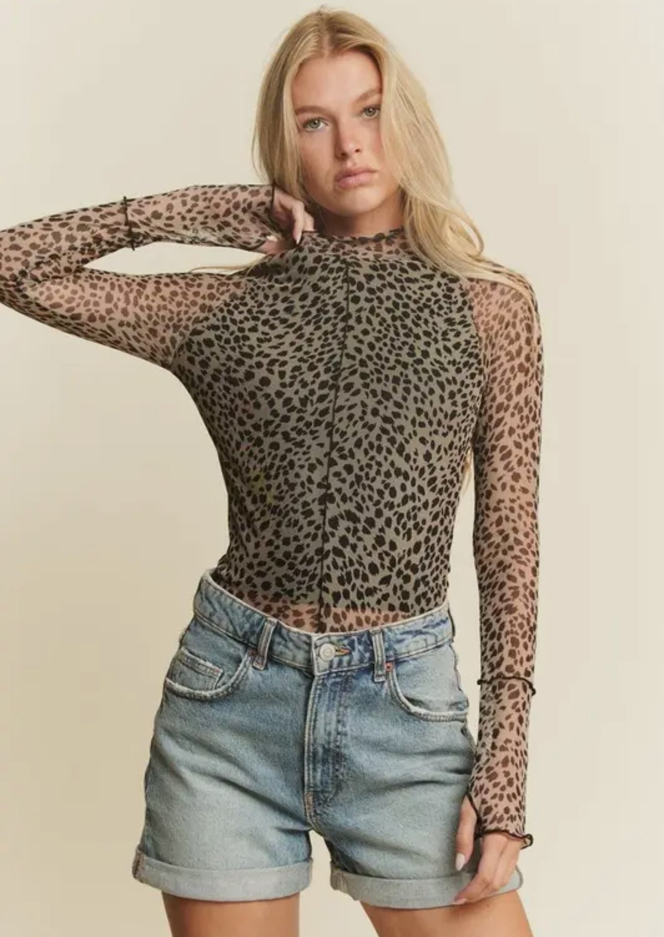 Rocky Mock Neck Mesh Top