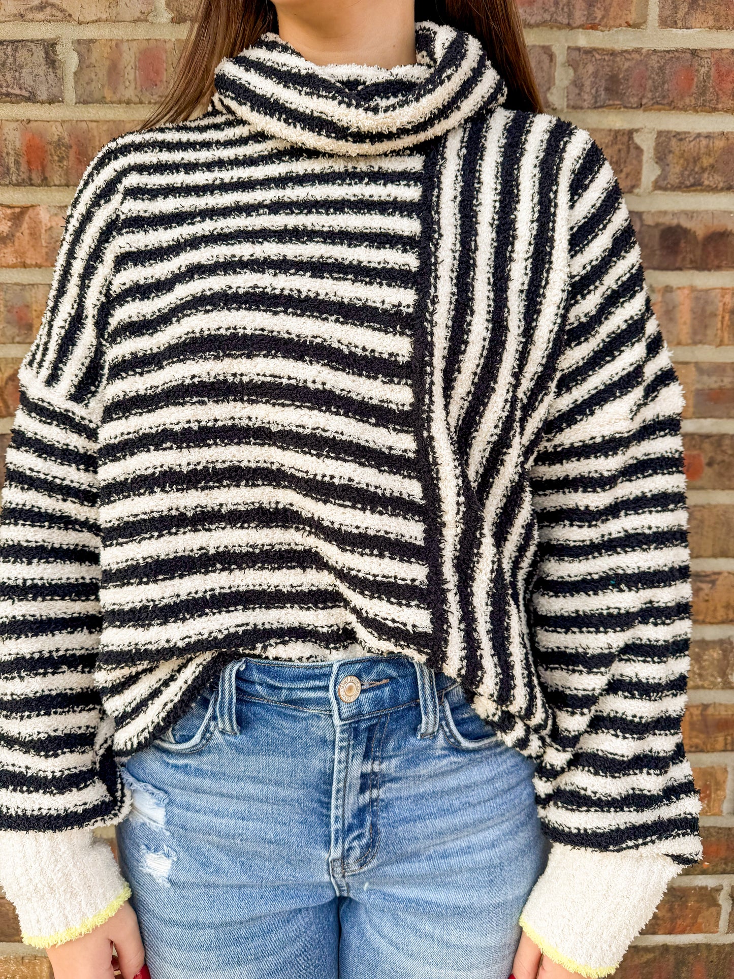 Miley Mock Neck Striped Sweater