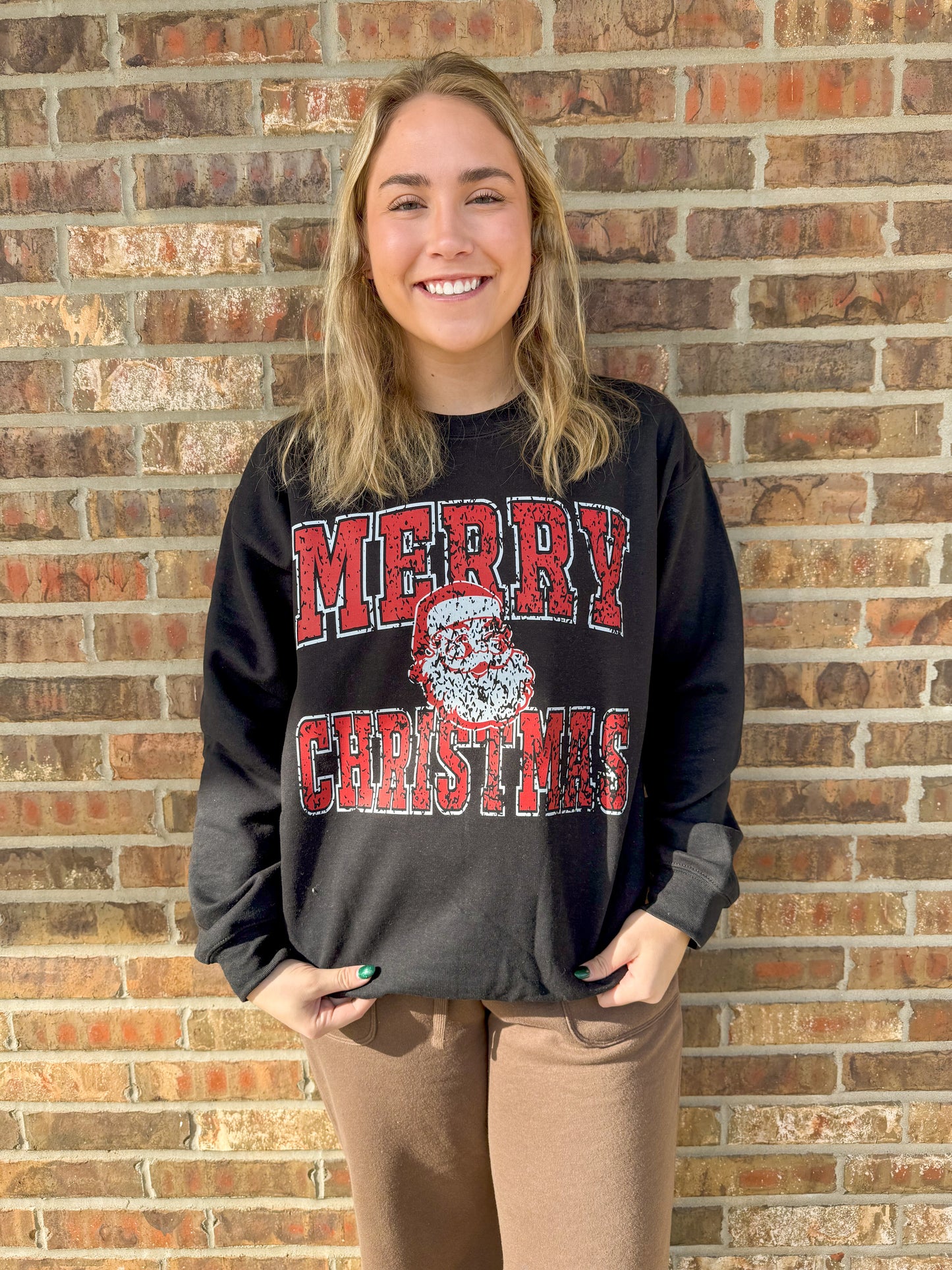 Distressed Merry Christmas Sweatshirt