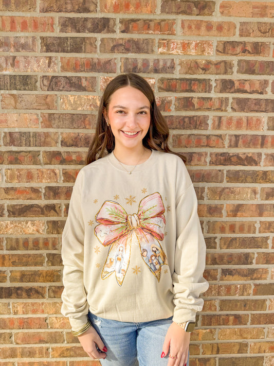 Nativity Bow Sweatshirt