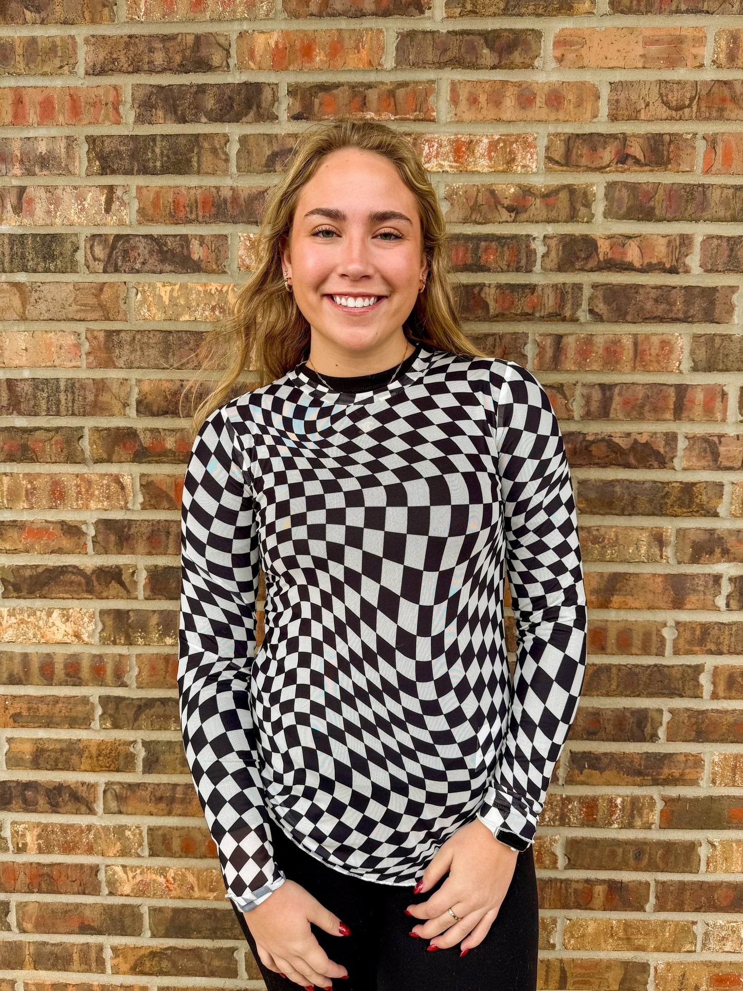 Retro Checkered Mesh Top