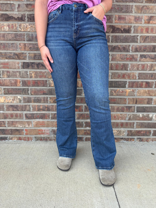 Queenie High Rise Boot Cut Jeans