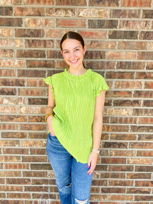 Reese Pleated Ruffle Blouse