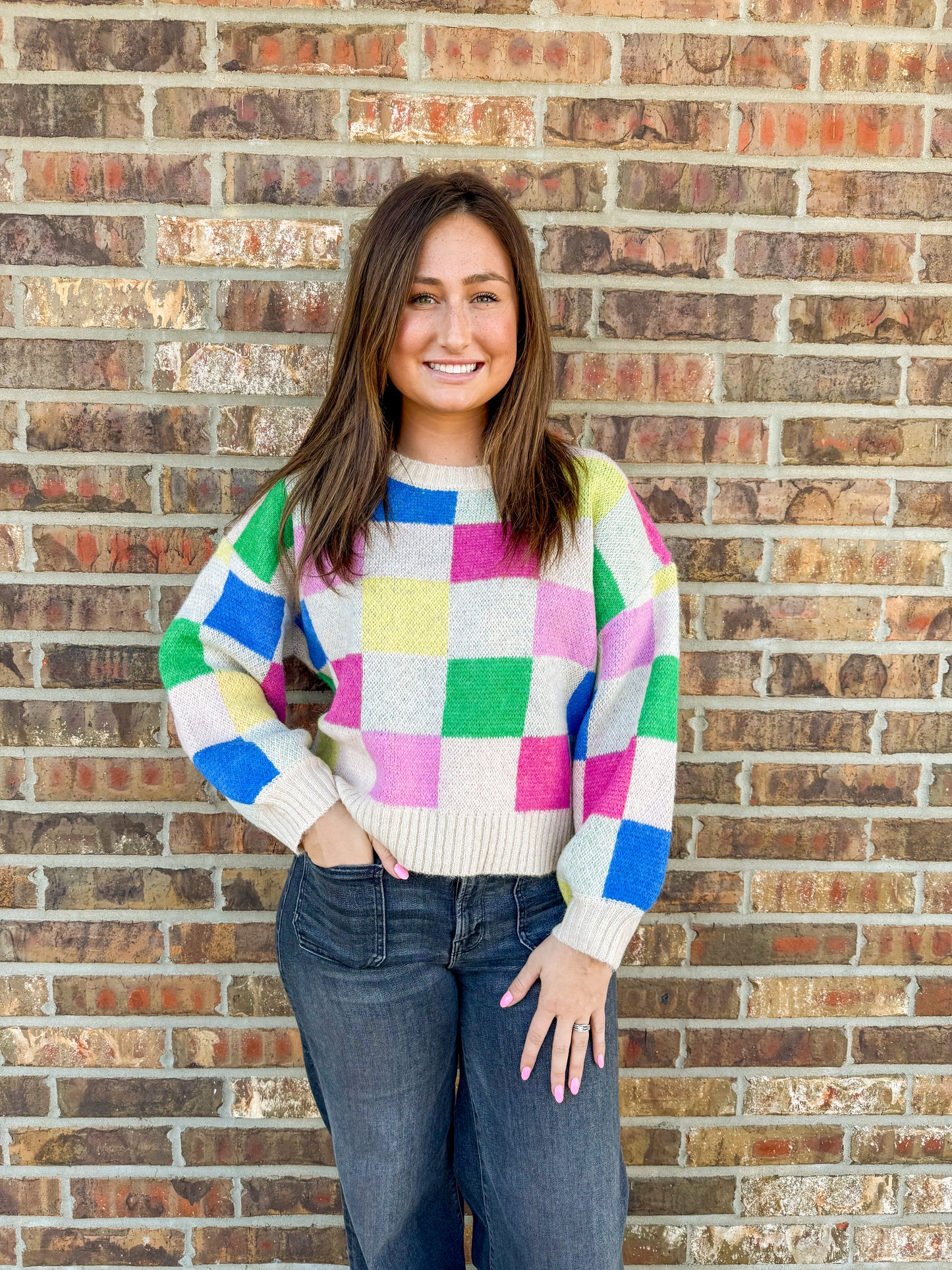 Haley Colorful Checkered Sweater