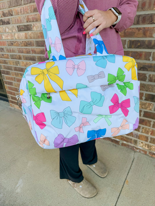 Multi Color Bow Weekender Bag