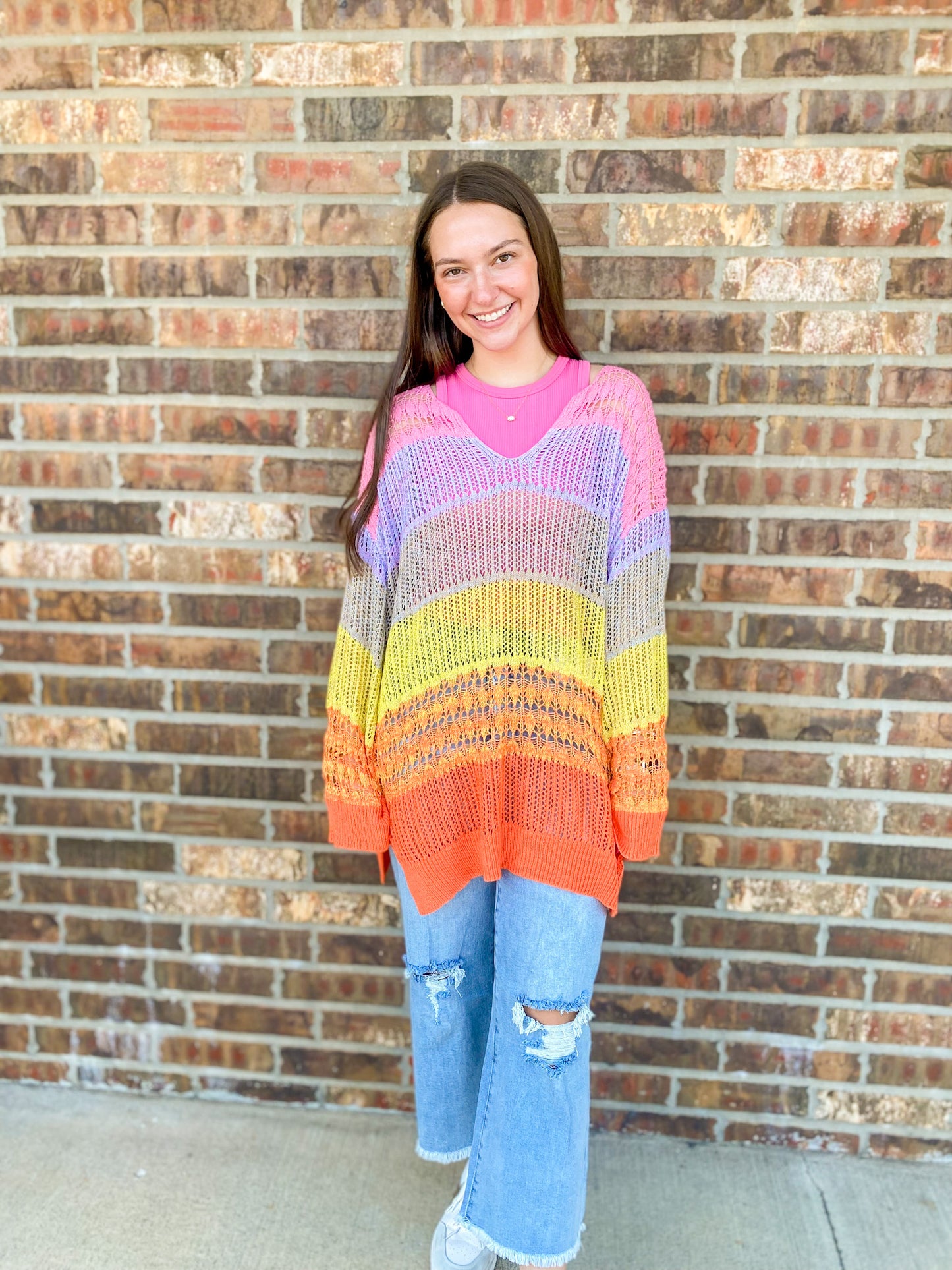 Paige Color Block Crochet Top