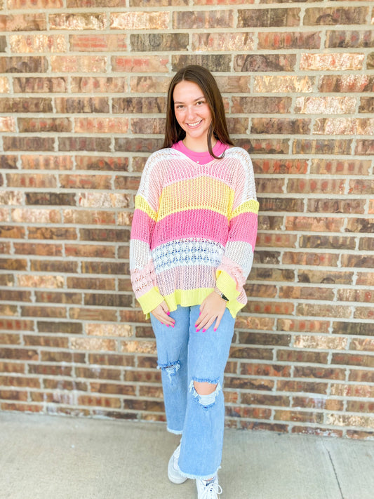 Paige Color Block Crochet Top