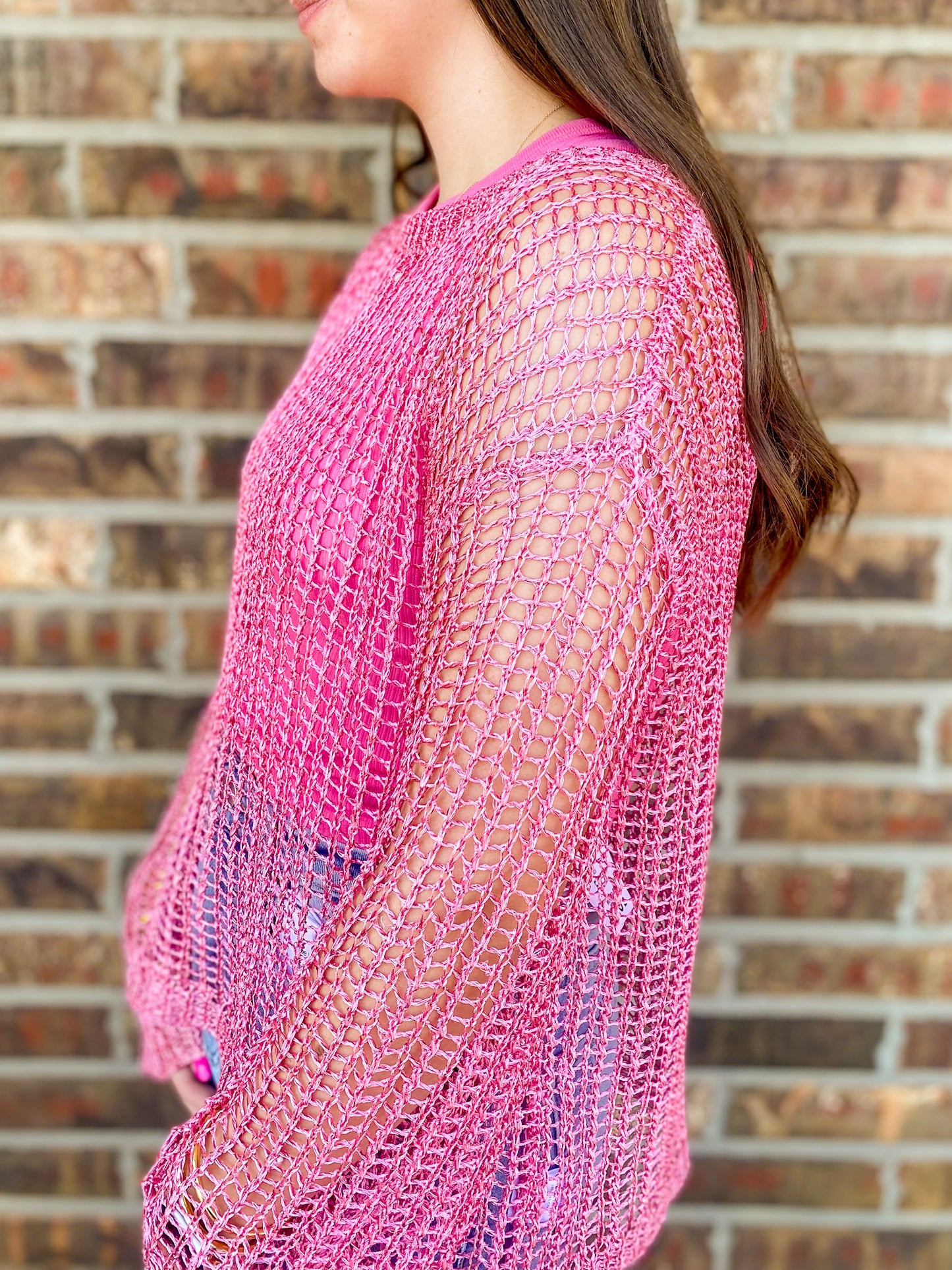 Glenna Glittered Crochet Top