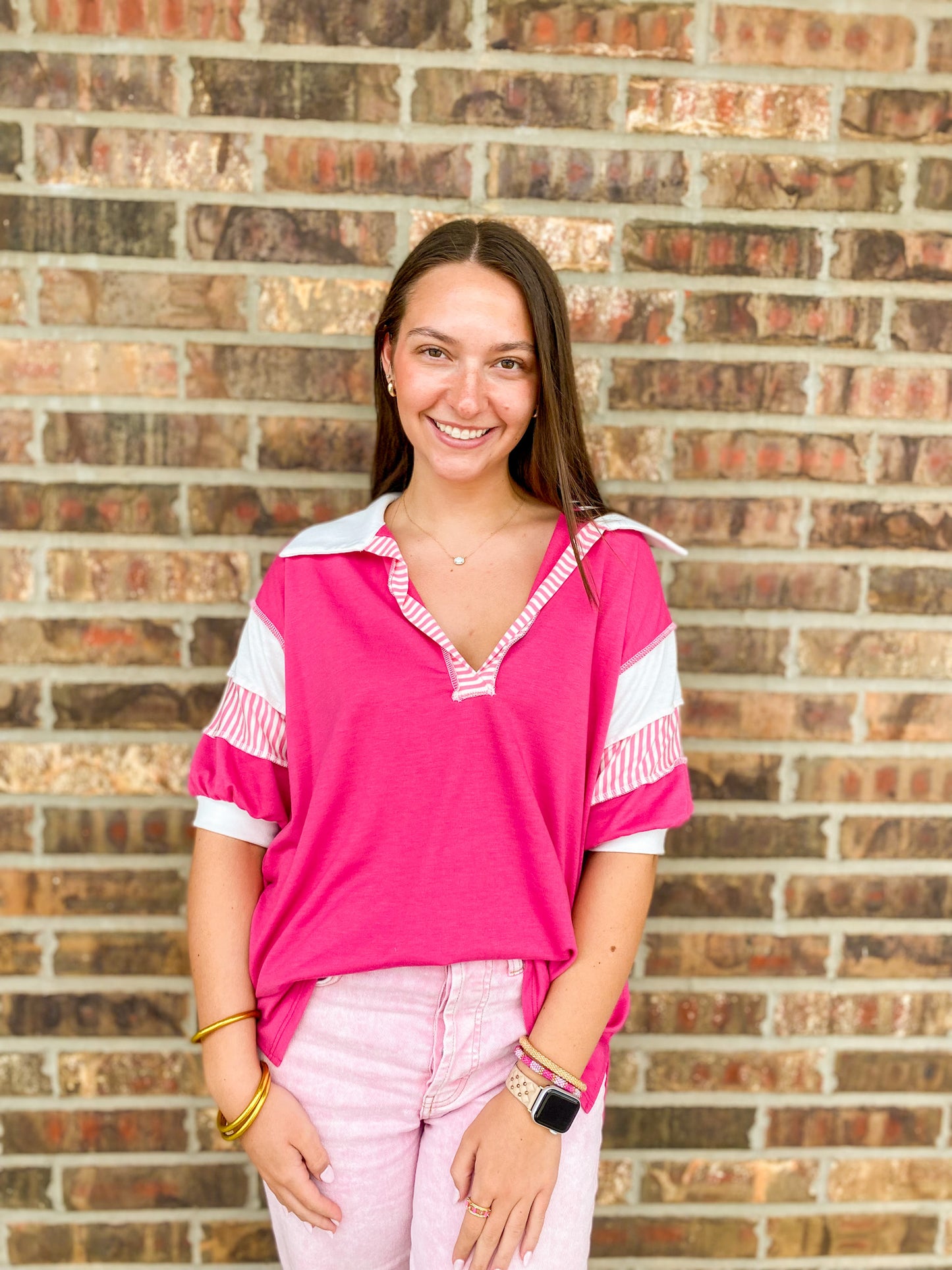 Traci Collared Stripe Top