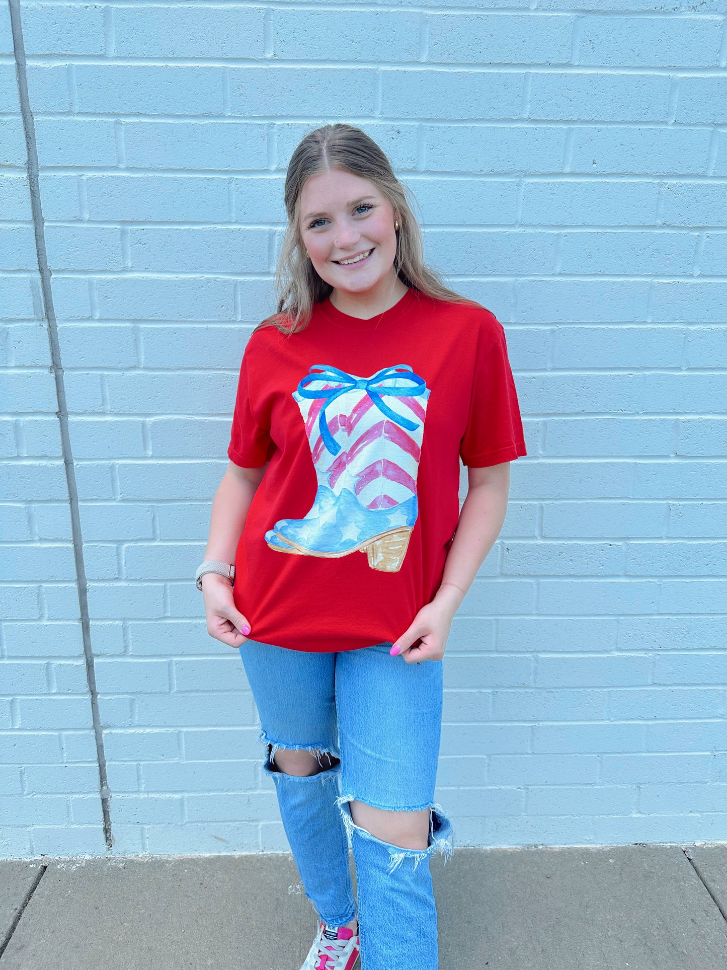 Watercolor Bow Boot Tee