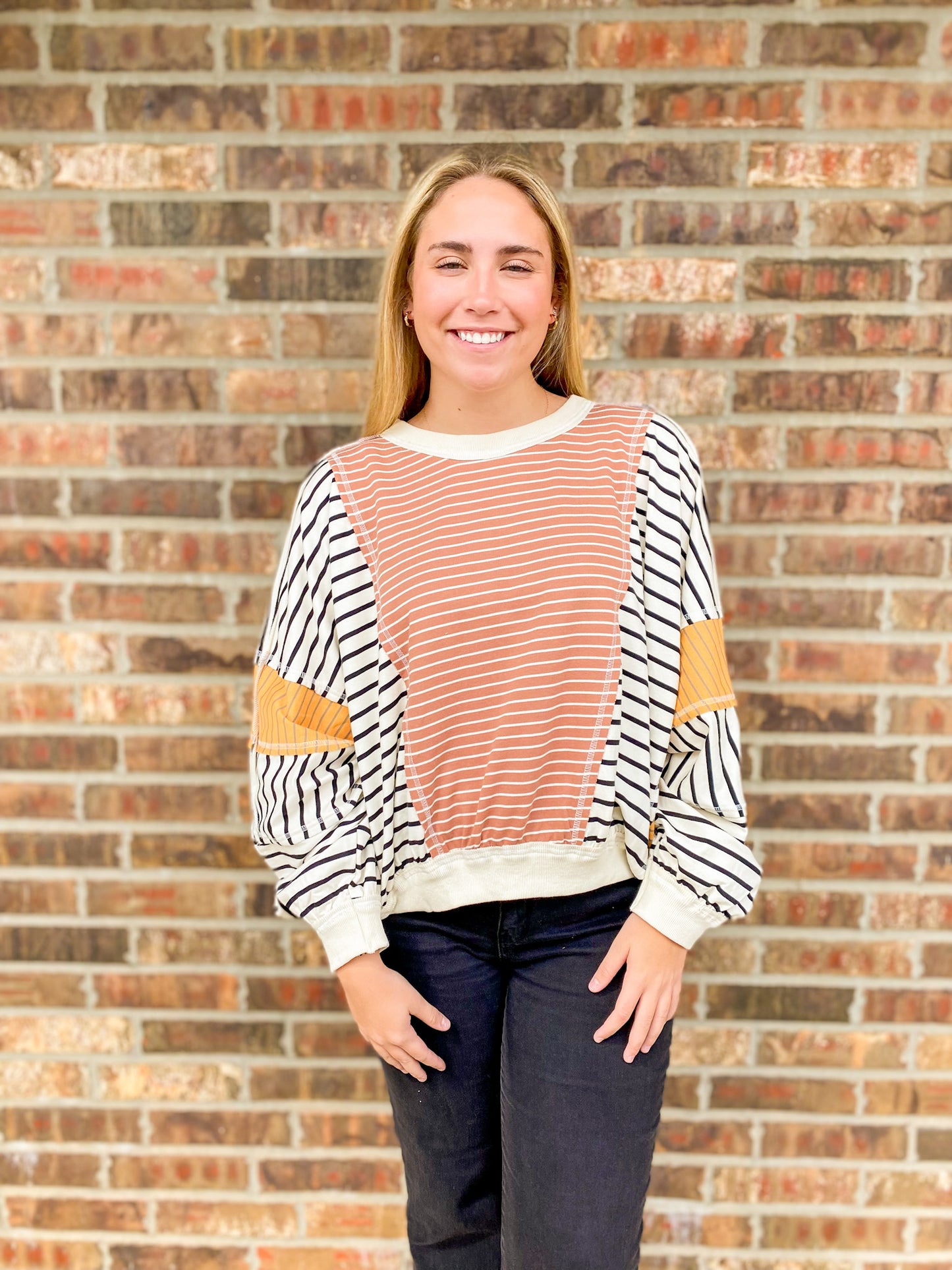 Latte Mix & Match Stripe Top