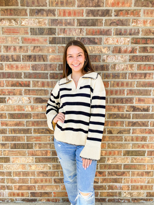 Stripe Pattern Knit Sweater