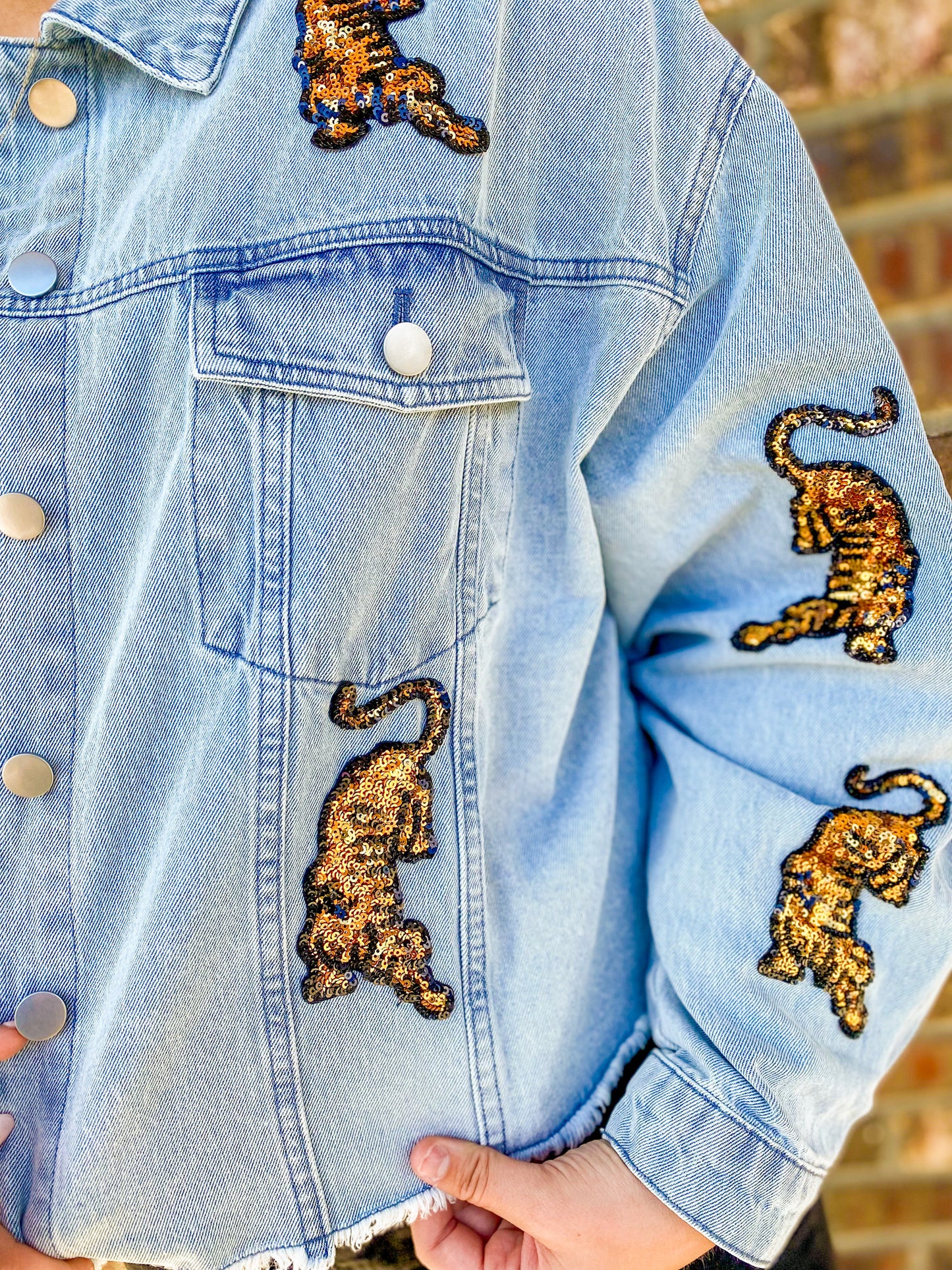 Sequin Tiger Denim Jacket