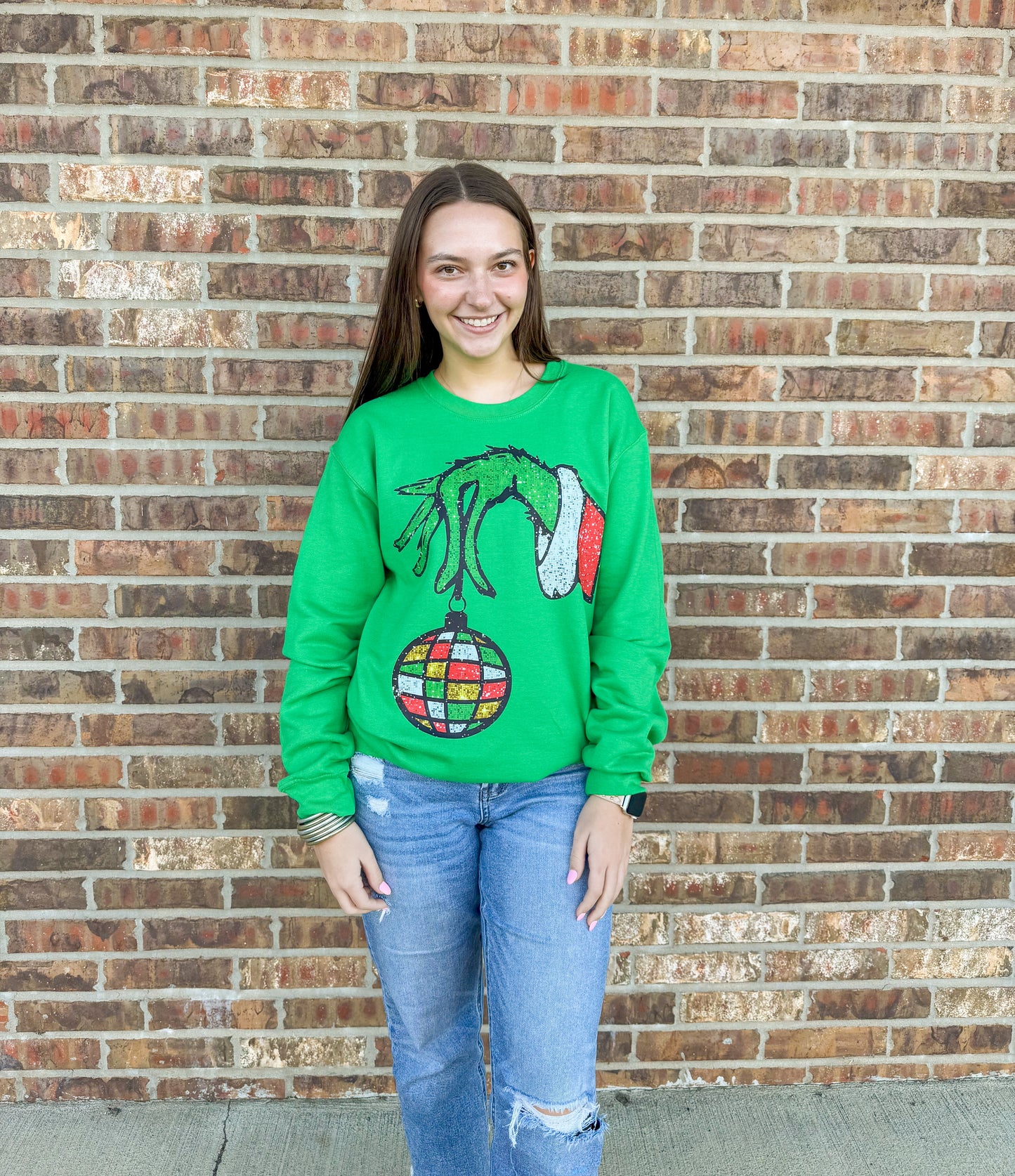 Grinch Faux Sequin Sweatshirt