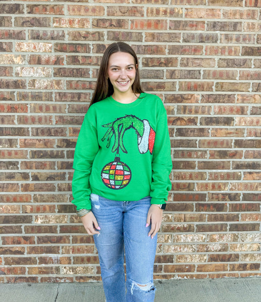 Grinch Faux Sequin Sweatshirt