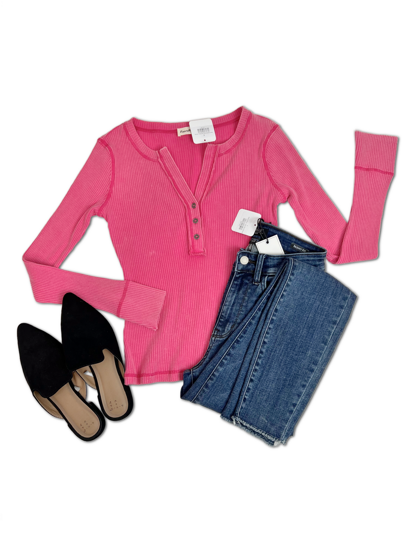 Relax & Unwind Ribbed Long Sleeve - Hot Pink