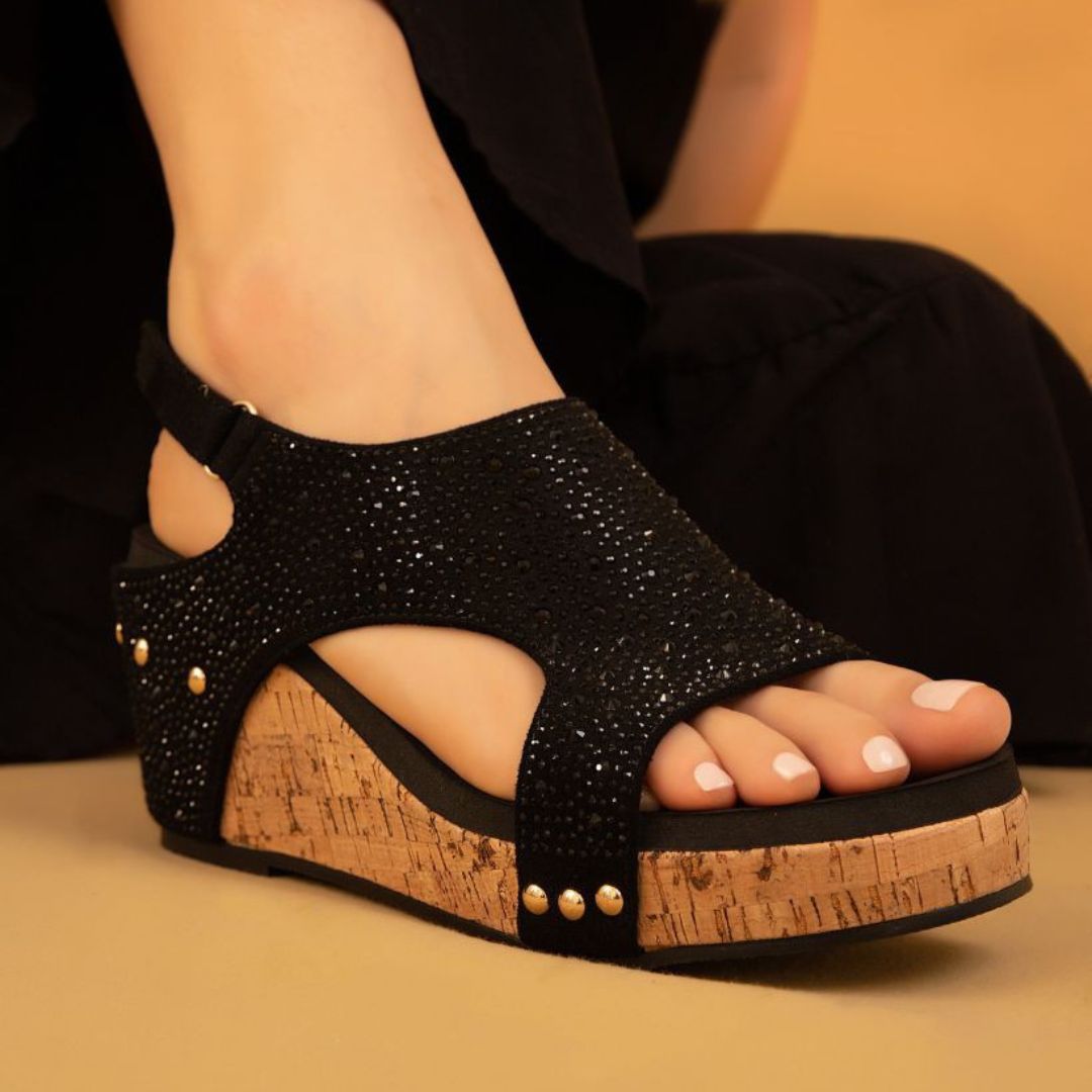 Barbara Rhinestone Covered Wedges