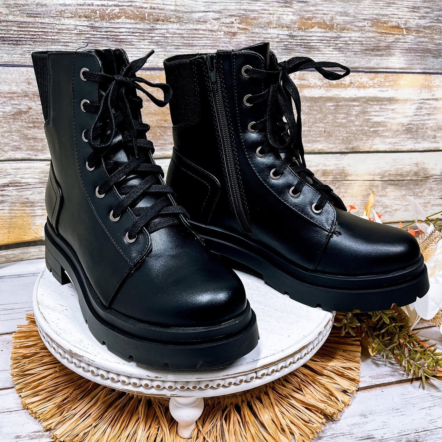 Chunky Platform Lace-Up Combat Boots
