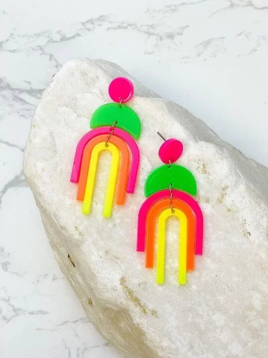 Neon Arch Acrylic Dangle Earrings