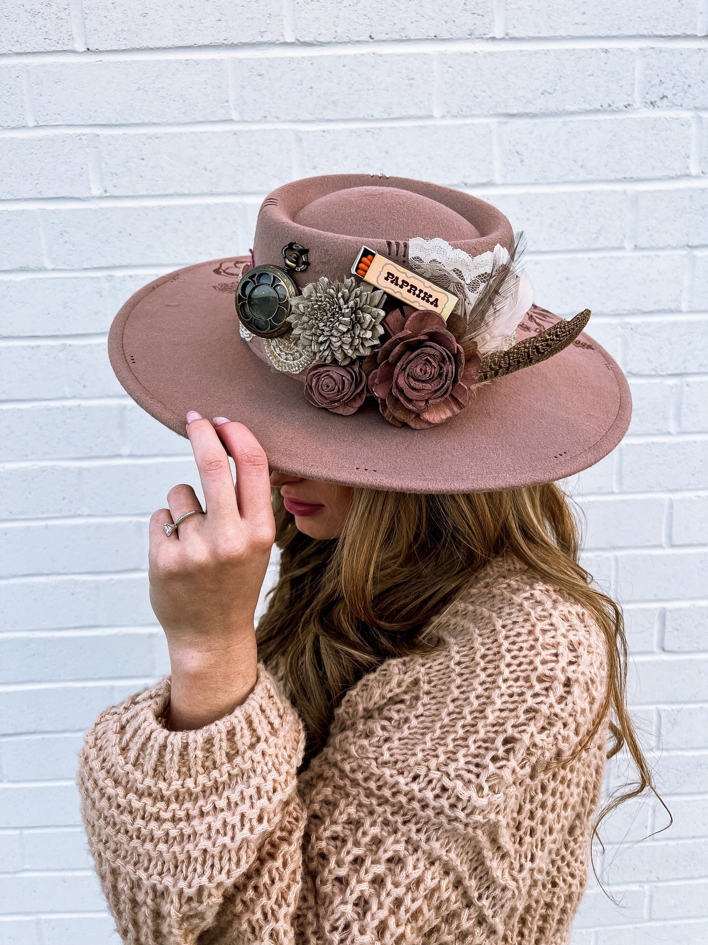 Floral & Lace Mauve Hat